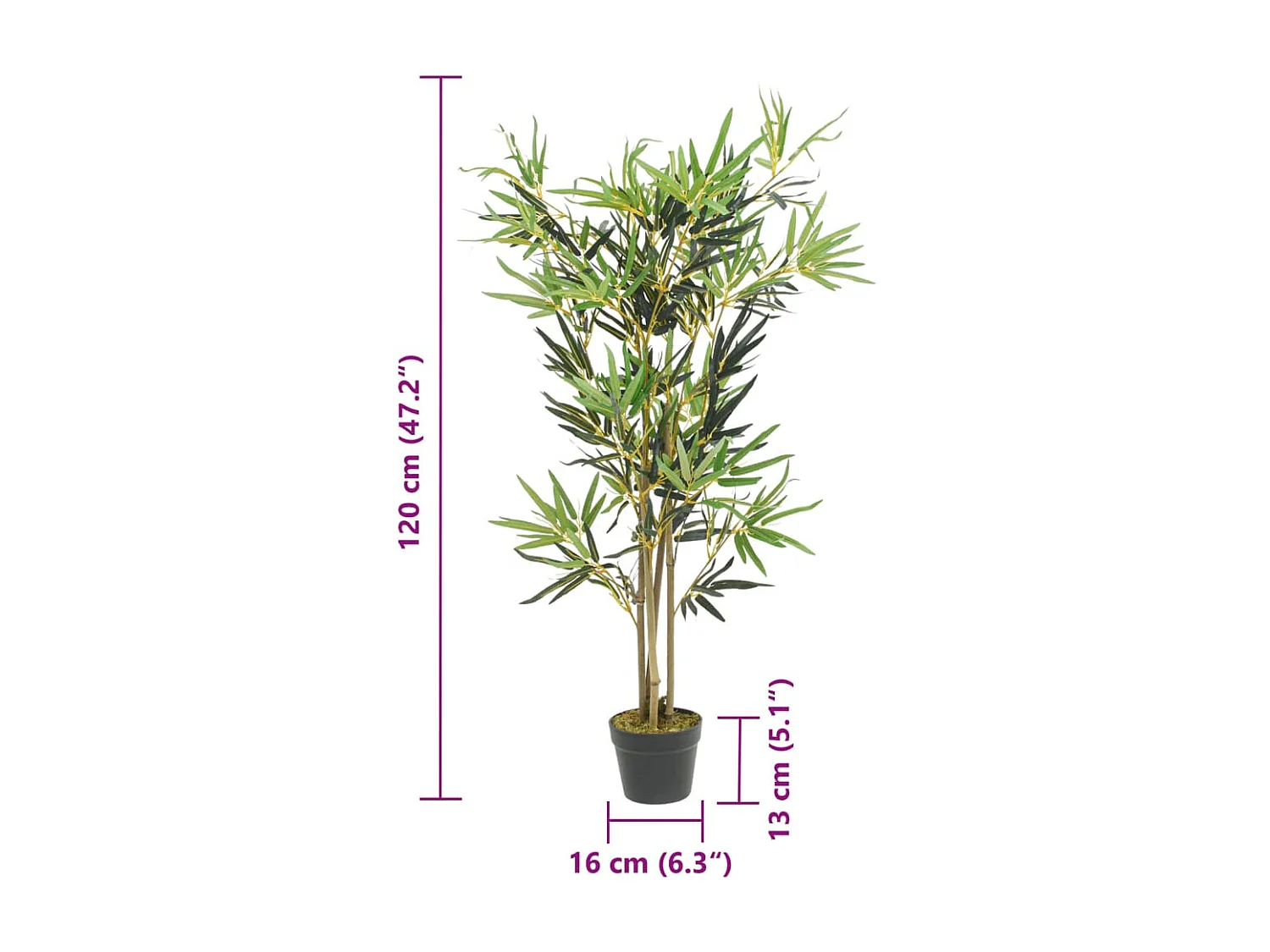 Árbol de bambú artificial con 552 hojas verde 120 cm ES955111