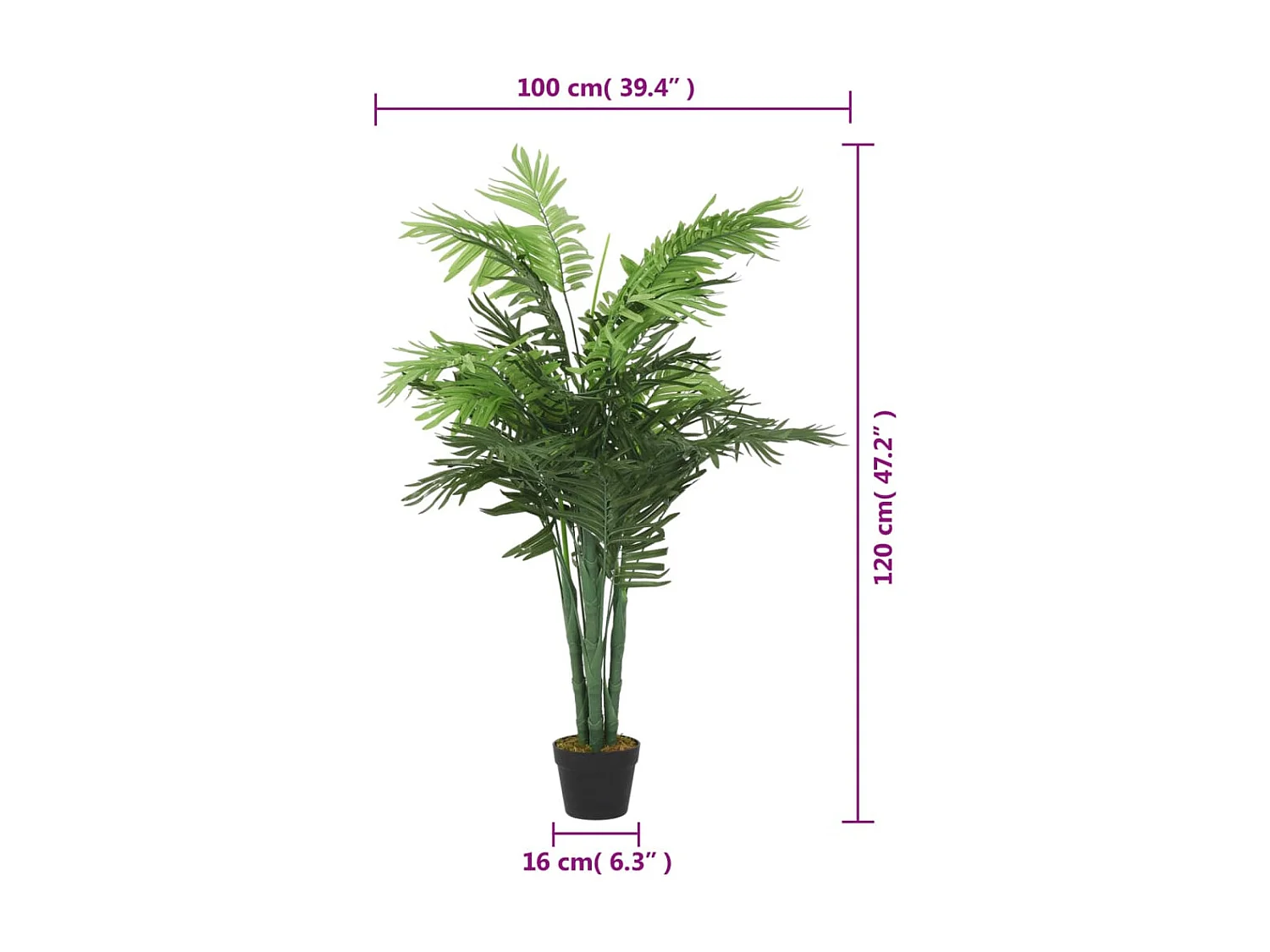 Palmier artificiel 28 feuilles 120 cm vert FR551115