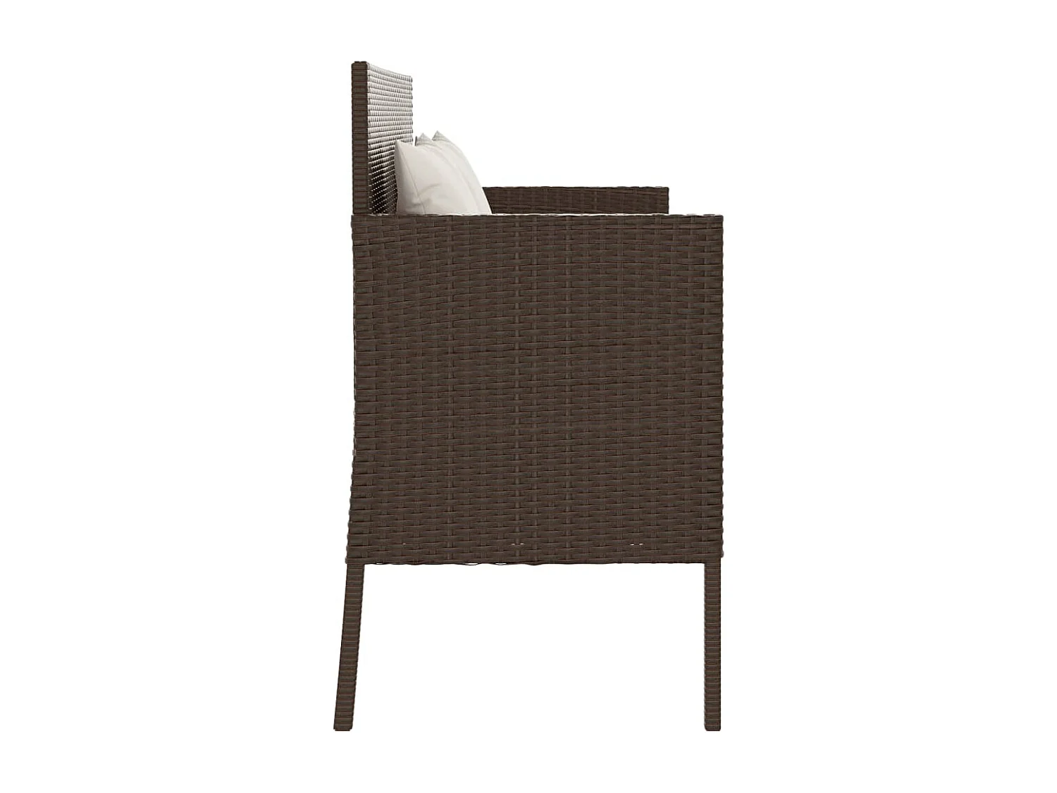 Banc de jardin avec coussins marron résine tressée FR871368