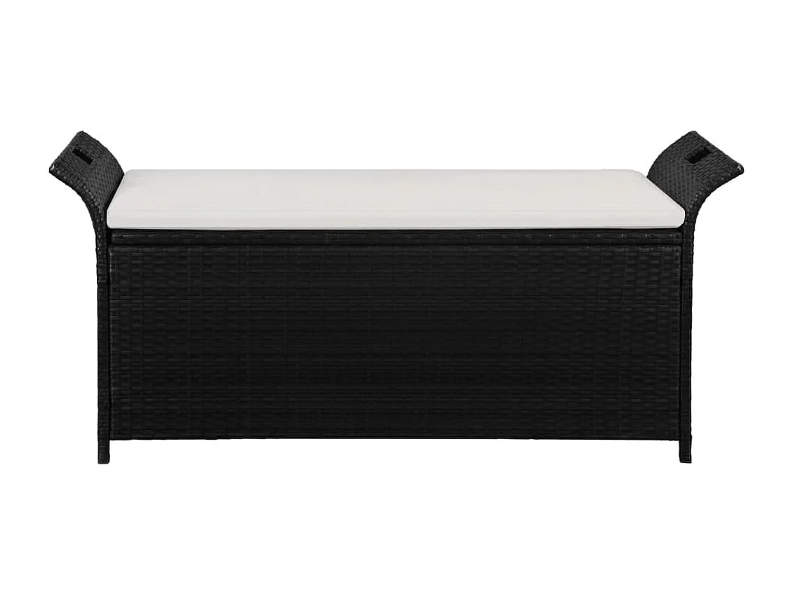 Banc de jardin avec coussin 138 cm Résine tressée Noir FR468858