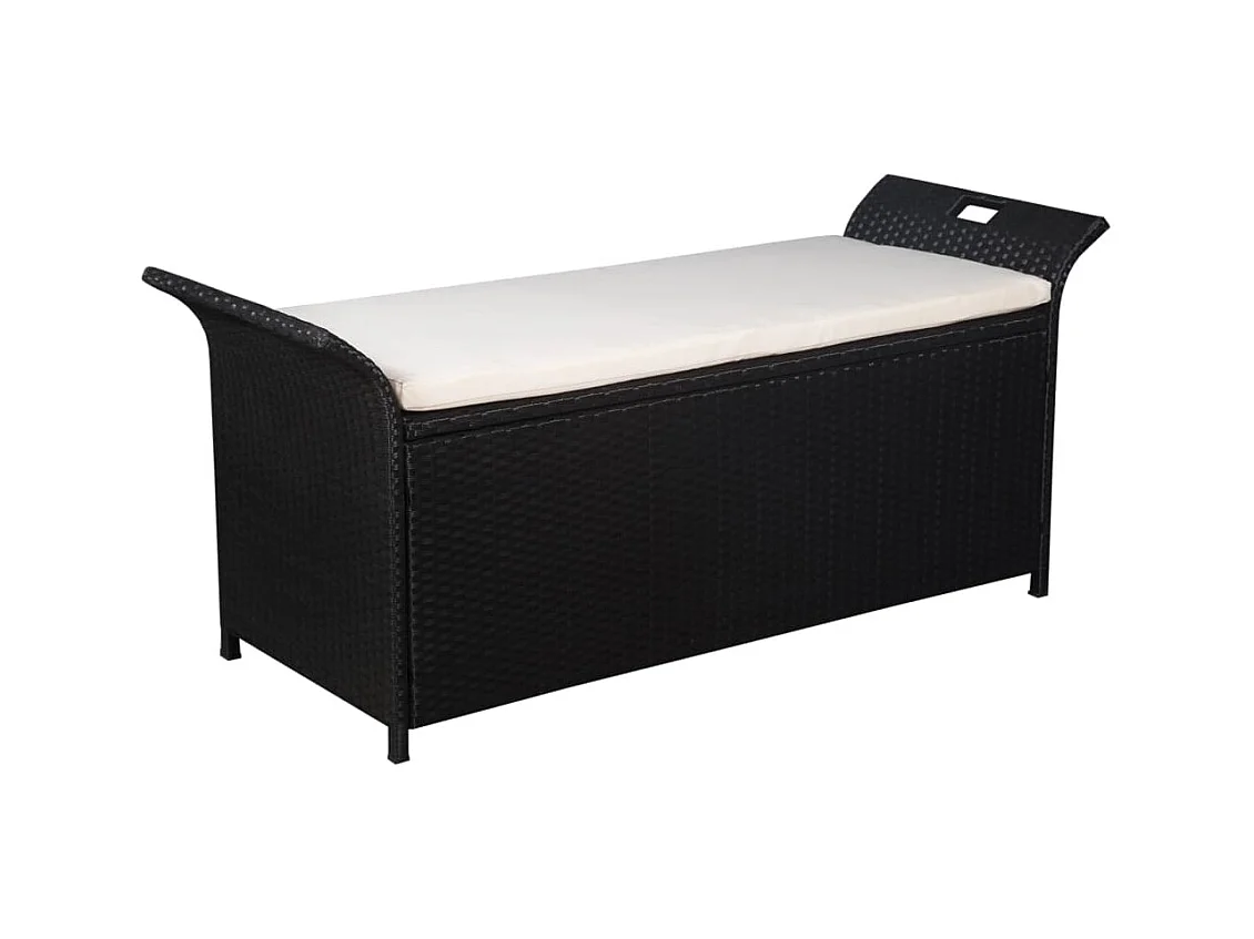 Banc de jardin avec coussin 138 cm Résine tressée Noir FR468858