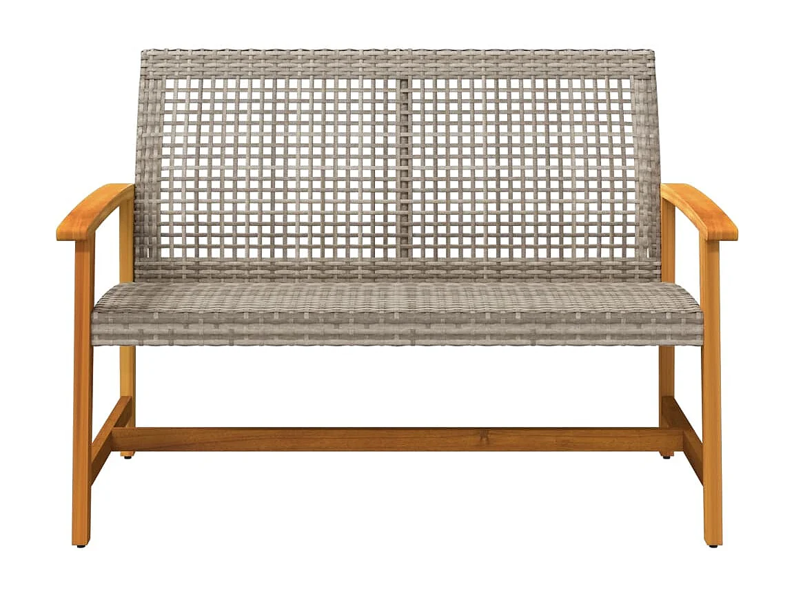 Banc de jardin gris 112 cm résine tressée et bois d'acacia FR617279
