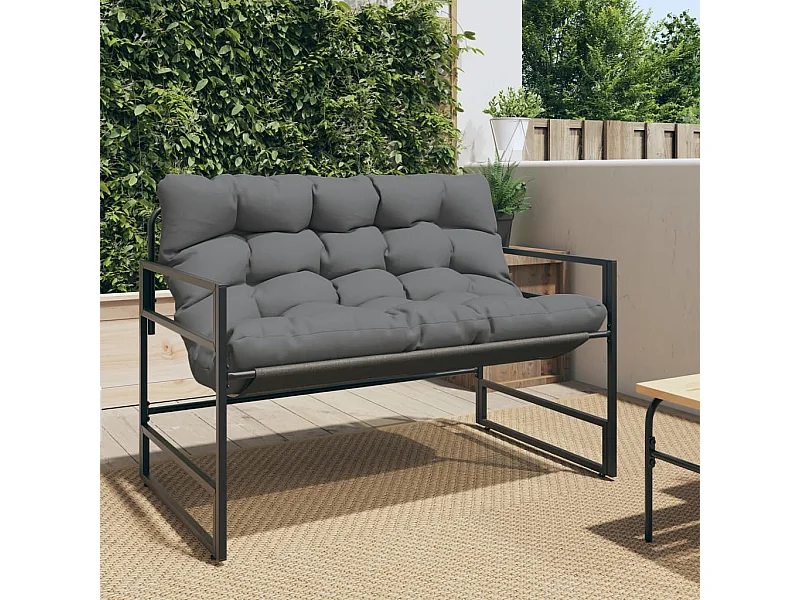 Banc de jardin avec coussin anthracite 113 cm acier FR783397