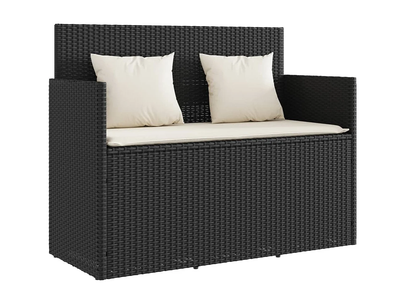 Banc de jardin avec coussins noir résine tressée FR144382