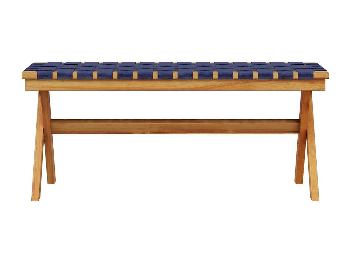 Banc de jardin bleu foncé bois massif d'acacia et tissu FR131258