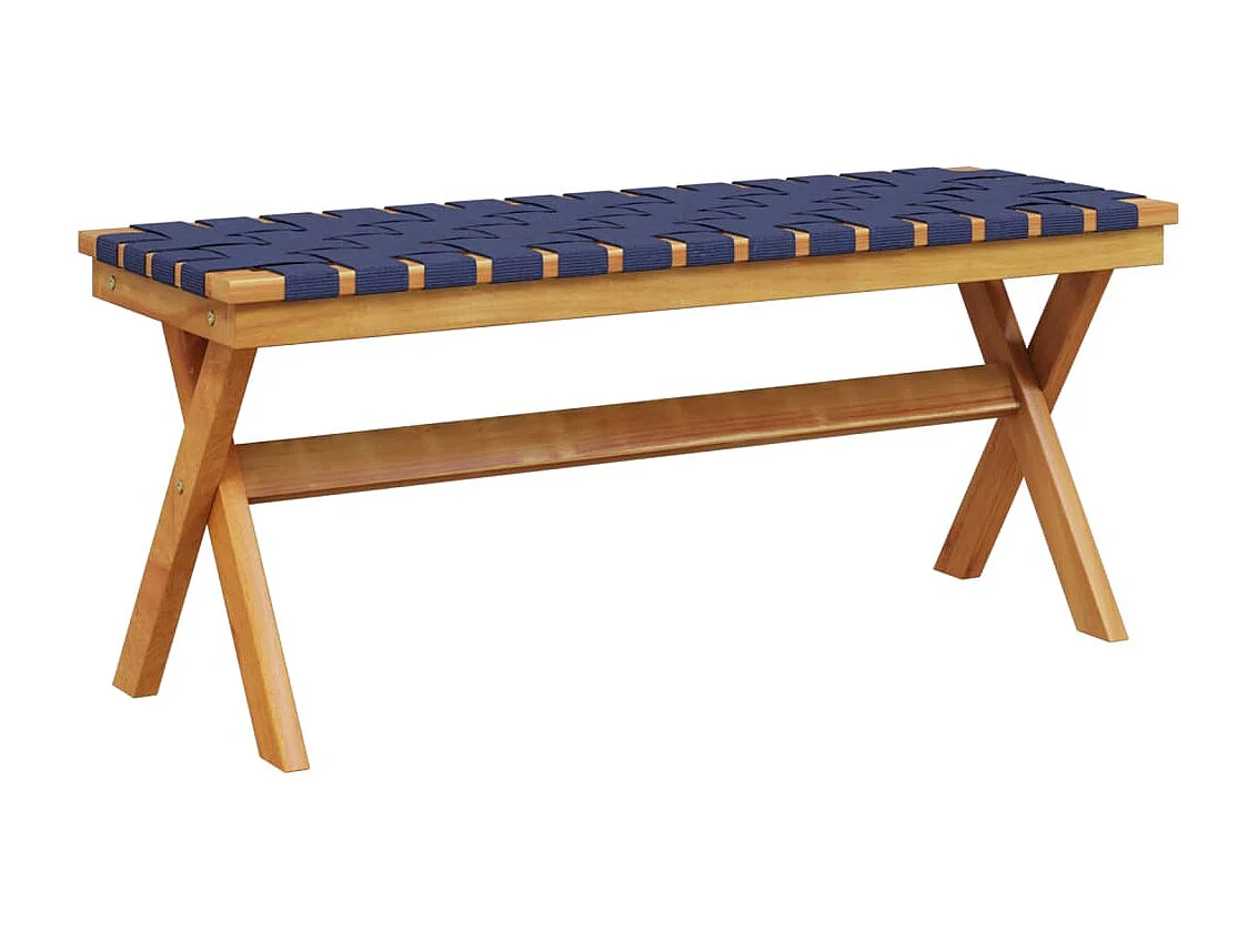 Banc de jardin bleu foncé bois massif d'acacia et tissu FR131258