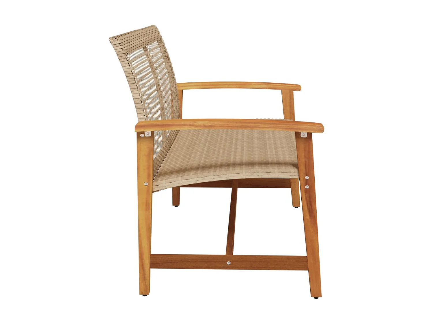 Tuinbank 112 cm poly rattan en acaciahout beige BE545098