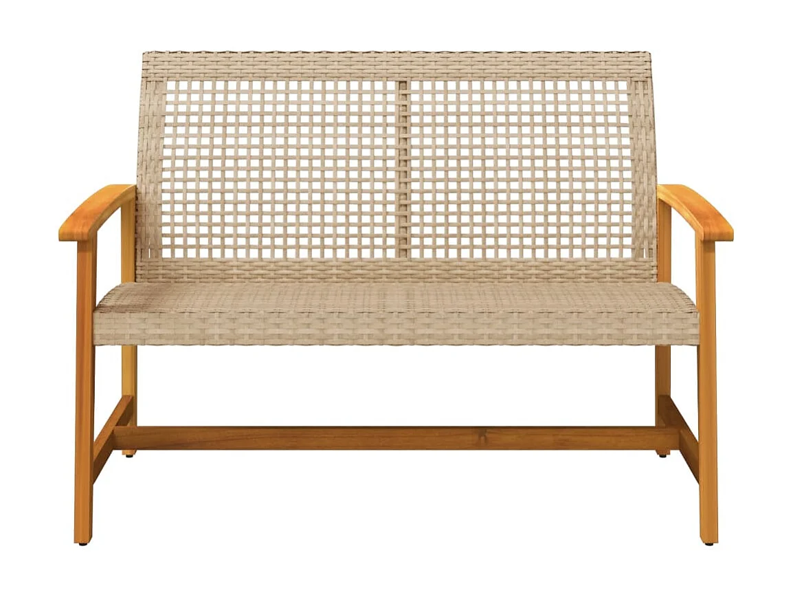 Banc de jardin beige 112 cm résine tressée et bois d'acacia FR356020