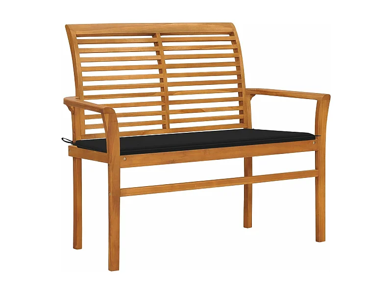 Banc de jardin avec coussin noir 112 cm Bois de teck massif FR332483