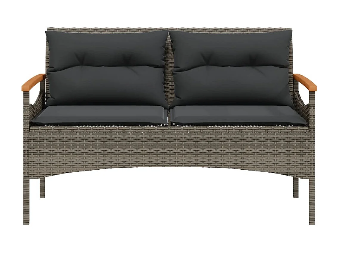 Banc de jardin avec coussins 116x62,5x74 cm gris résine tressée FR430630