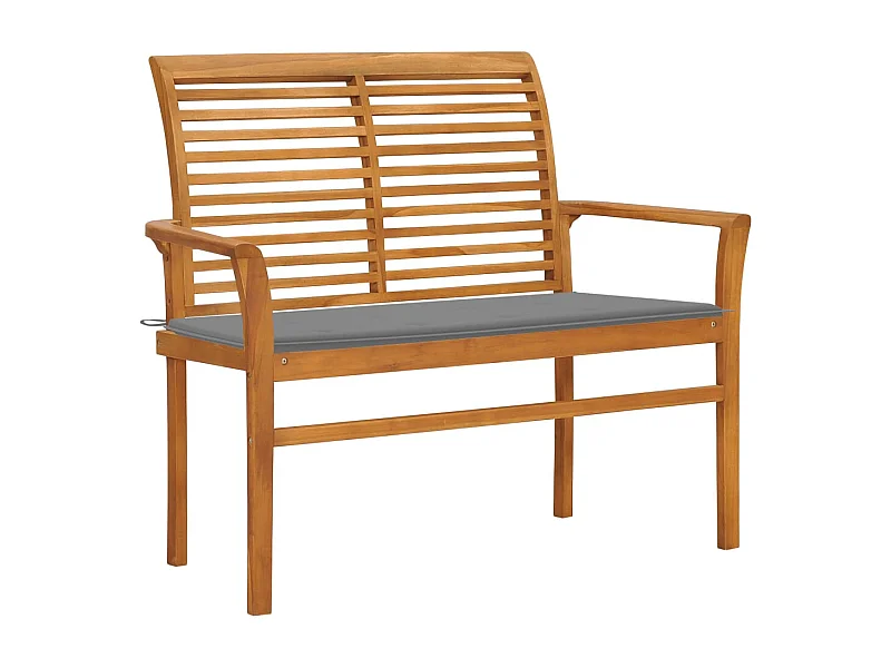 Banc de jardin avec coussin gris 112 cm Bois de teck massif FR756748