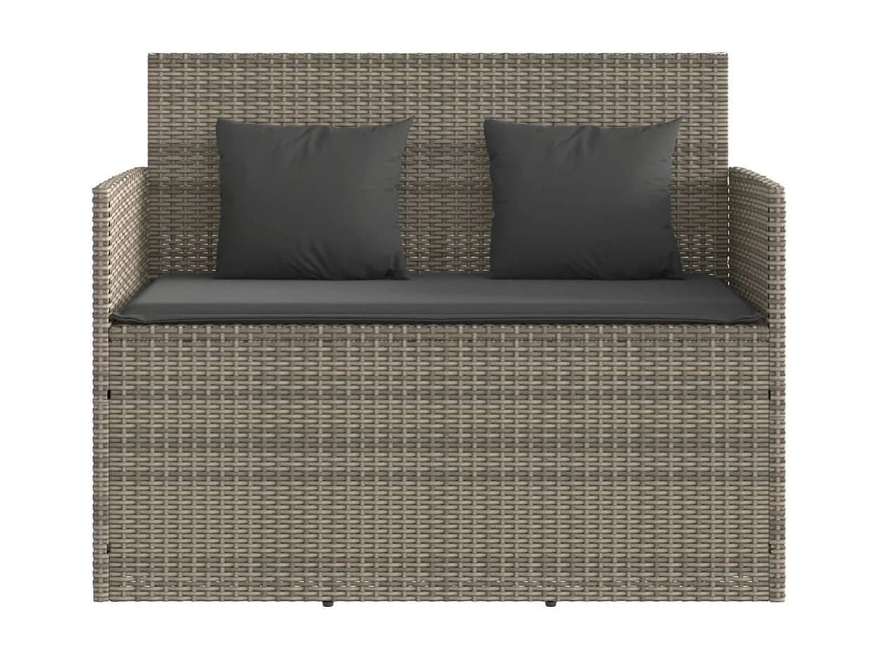Tuinbank met kussens poly rattan grijs BE630861