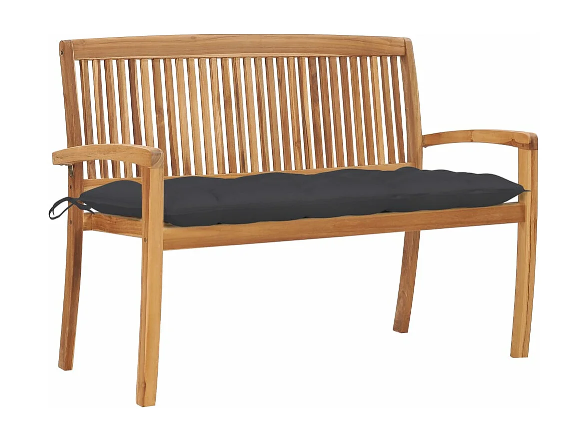 Banco de jardim empilhável c/ almofadão antracite 128,5 cm teca PT315815