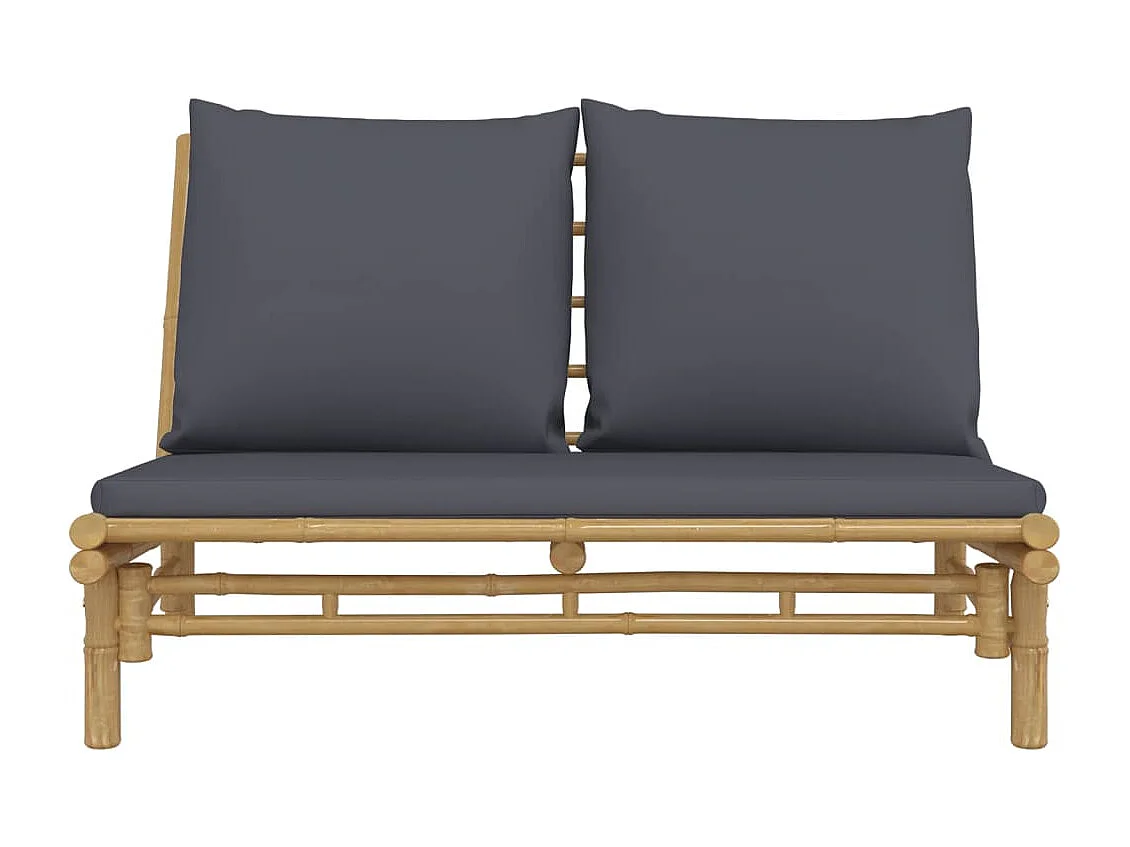 Banc de jardin avec coussins gris foncé bambou FR177382