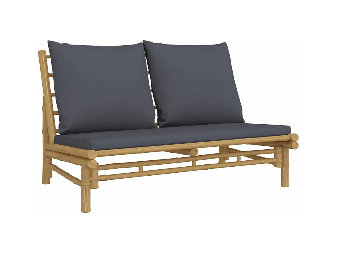 Banc de jardin avec coussins gris foncé bambou FR177382