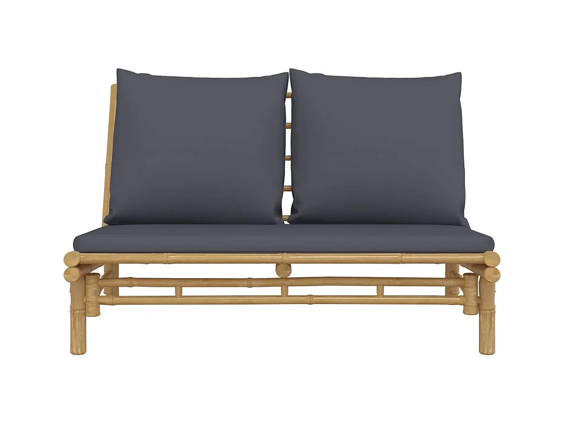 Banc de jardin avec coussins gris foncé bambou FR177382