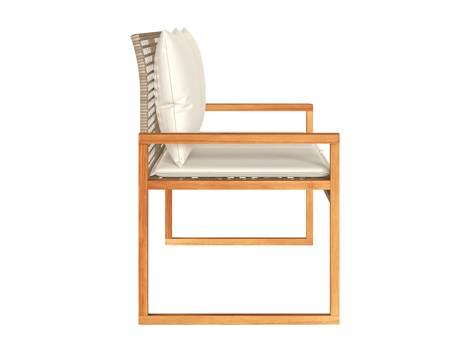 Banc de jardin avec coussin mélange beige résine tressée acacia FR706182