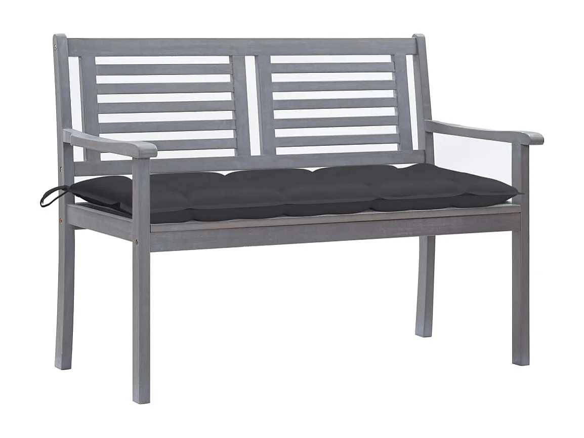 Tuinbank 2-zits met kussen 120 cm eucalyptushout grijs BE234315