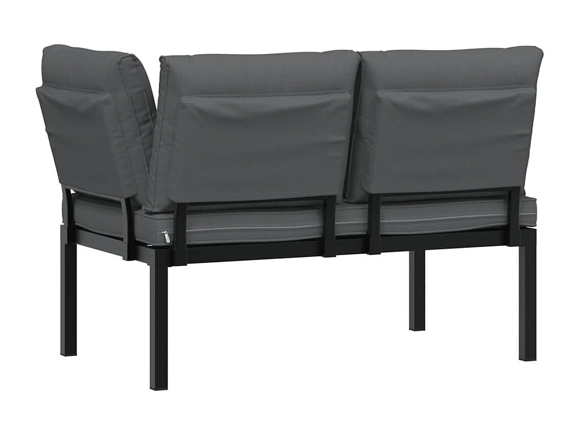 Banc de jardin avec coussins noir aluminium FR946470