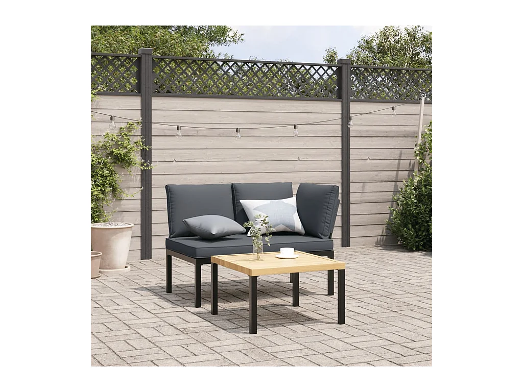 Banc de jardin avec coussins noir aluminium FR946470