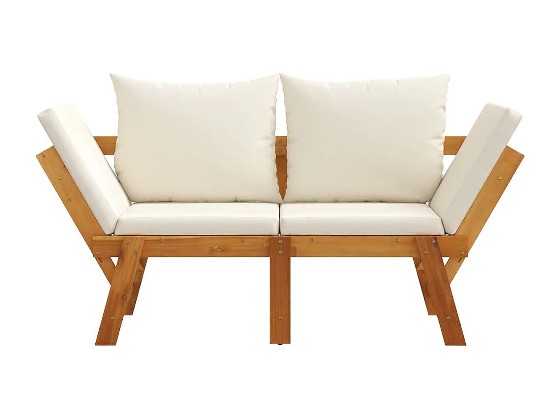 Banc de jardin avec coussins 2 en 1 bois d'acacia massif FR635259