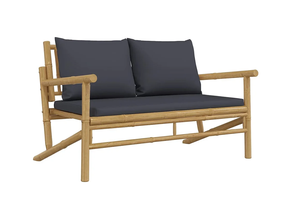 Banc de jardin avec coussins gris foncé bambou FR269273