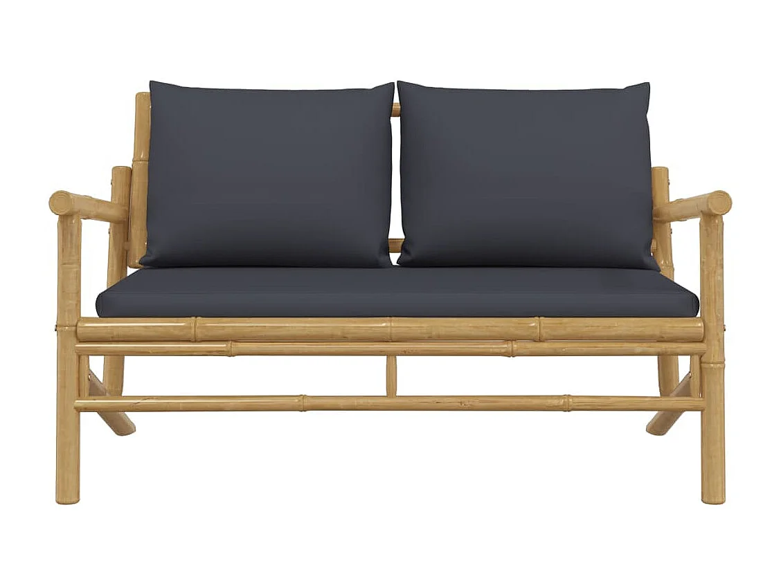 Banc de jardin avec coussins gris foncé bambou FR269273