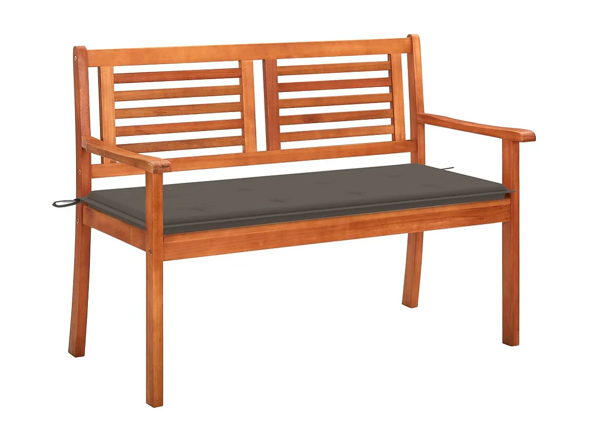 Banc de jardin 2 places avec coussin 120 cm Bois d'eucalyptus FR914438