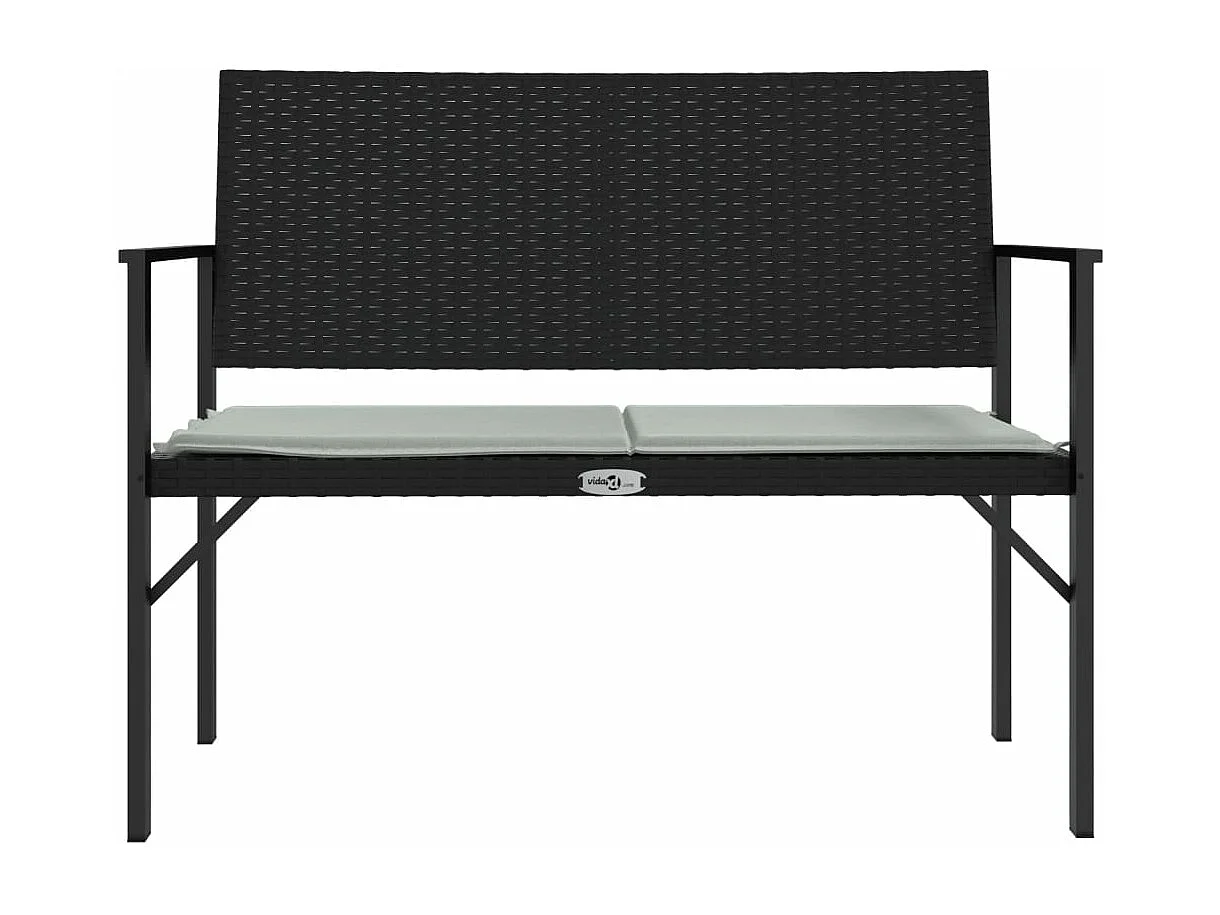 Banc de jardin à 2 places avec coussin noir résine tressée FR723444
