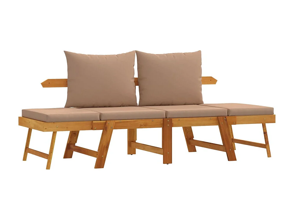 Banc de jardin avec coussins 2 en 1 bois d'acacia massif FR827571