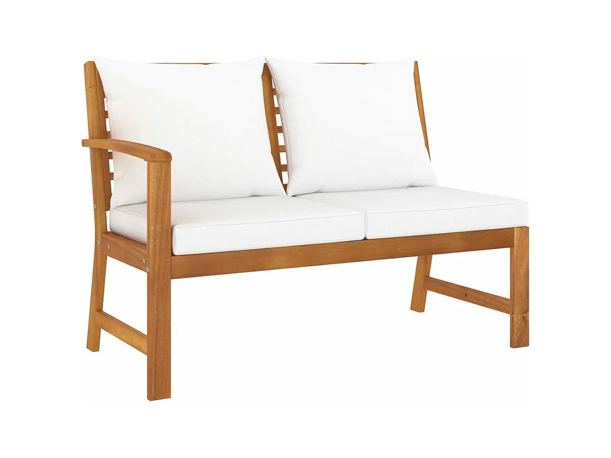 Banc de jardin 114,5 cm avec coussin crème Bois solide d'acacia FR764612