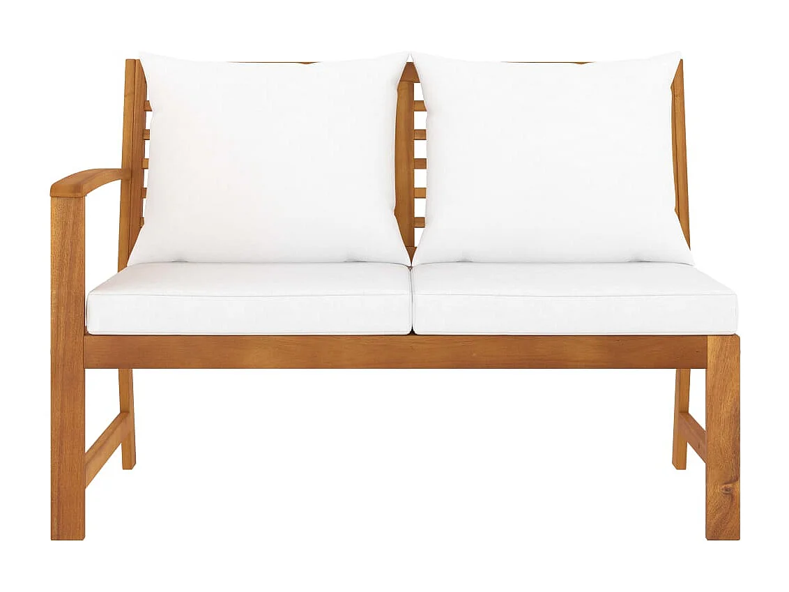 Banc de jardin 114,5 cm avec coussin crème Bois solide d'acacia FR764612