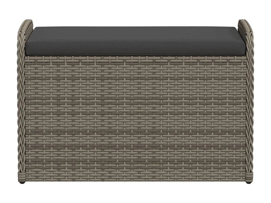 Banc de rangement avec coussin gris 80x51x52 cm résine tressée FR132537