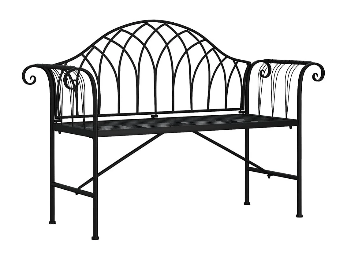 Banco de jardim de 2 lugares 128 cm aço preto PT641056