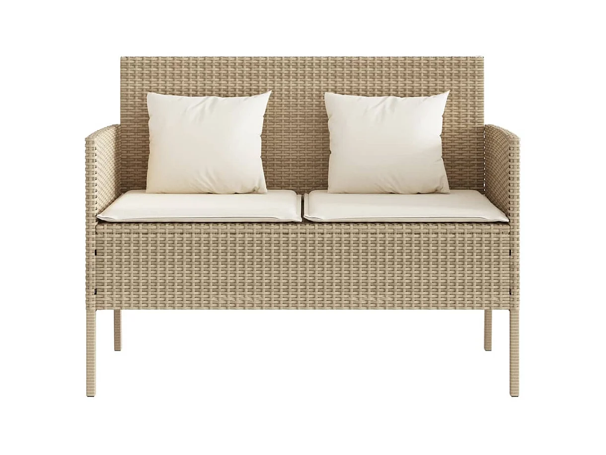 Banco de jardín con cojines ratán sintético beige ES335982