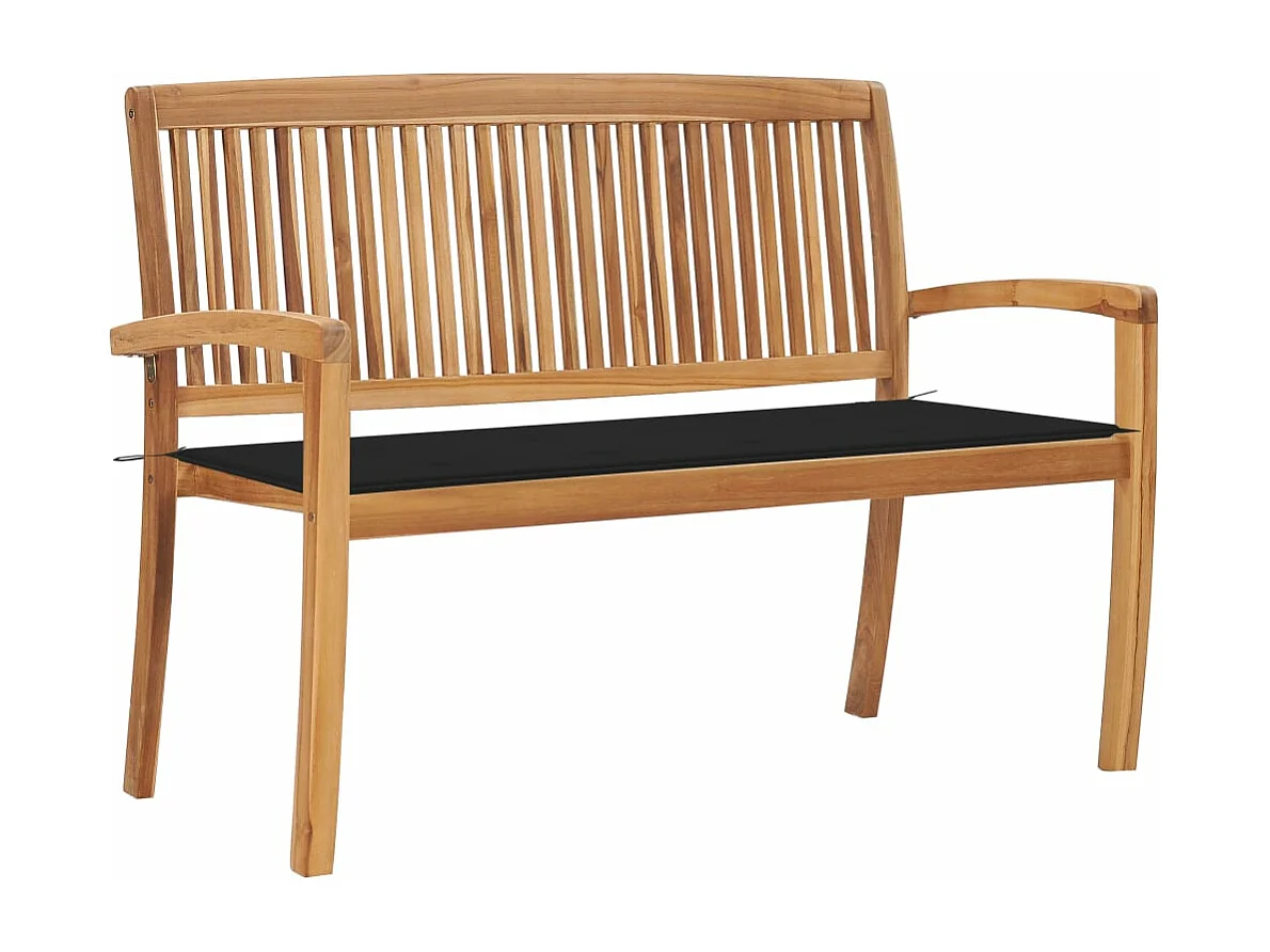 Banco de jardín apilable y cojín madera maciza de teca 128,5 cm ES280619