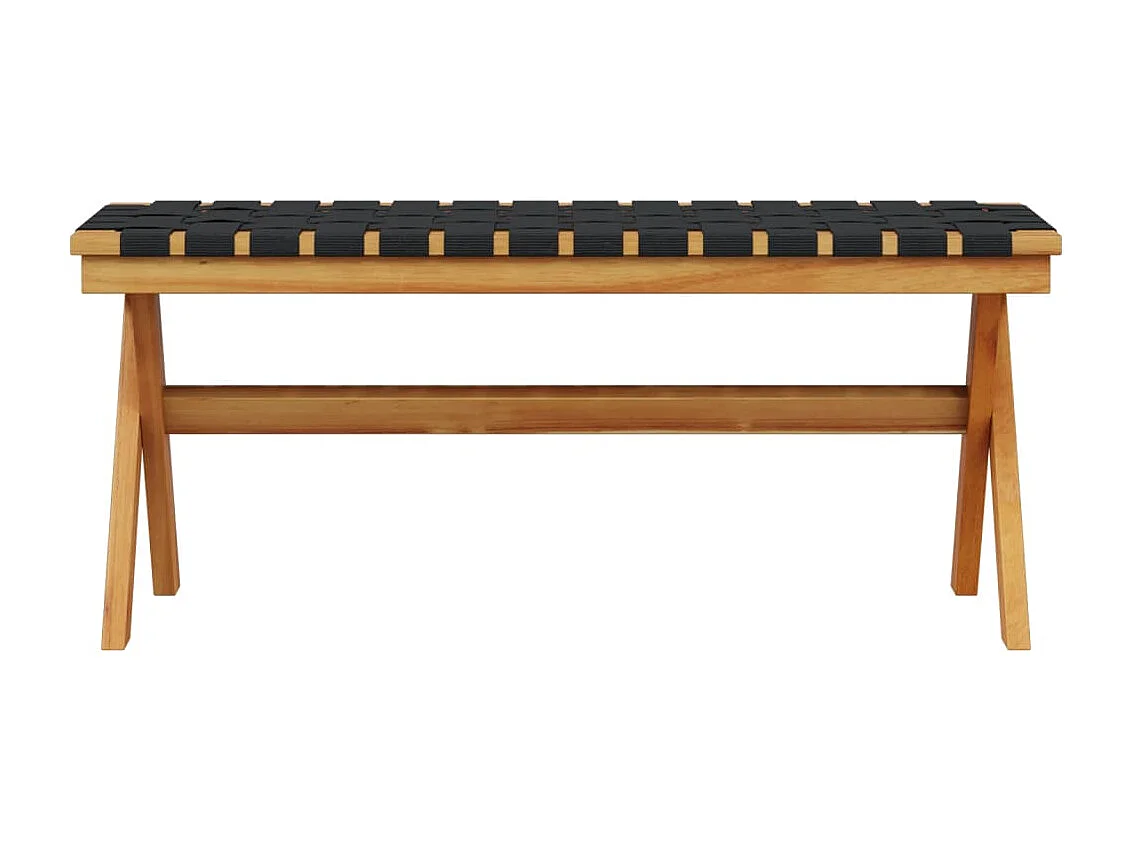 Banc de jardin noir bois massif d'acacia et tissu FR327508