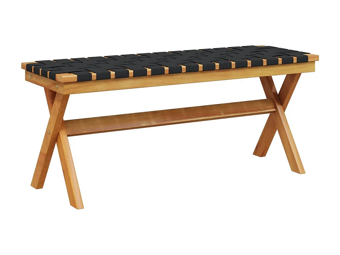 Banc de jardin noir bois massif d'acacia et tissu FR327508