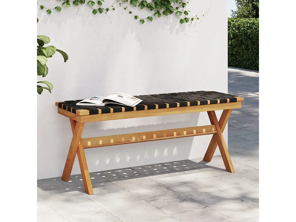 Banc de jardin noir bois massif d'acacia et tissu FR327508