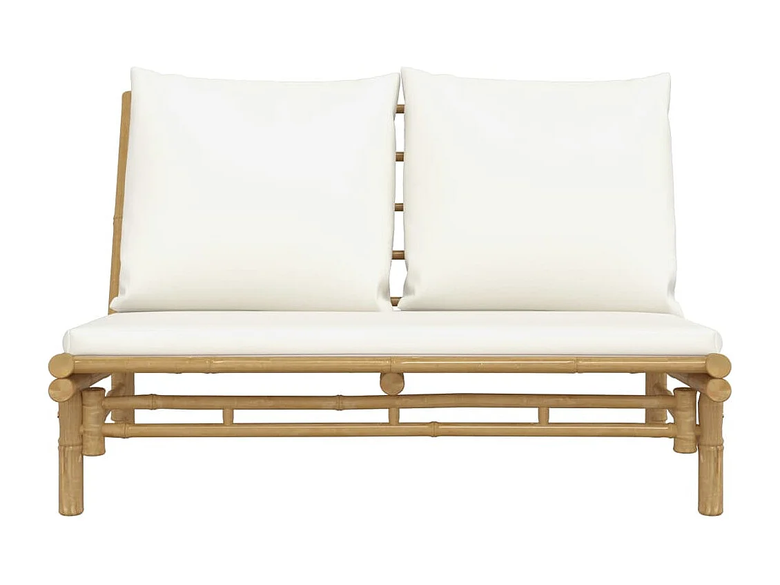 Banc de jardin avec coussins blanc crème bambou FR349969
