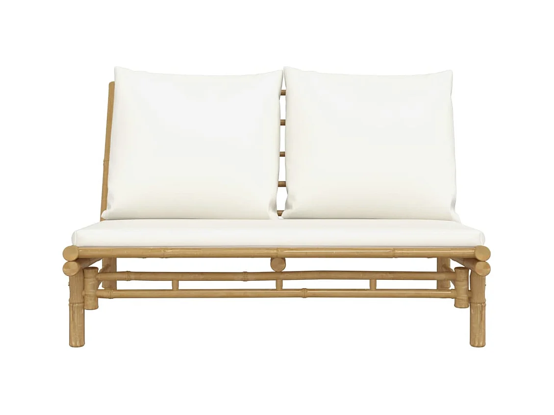 Banc de jardin avec coussins blanc crème bambou FR349969