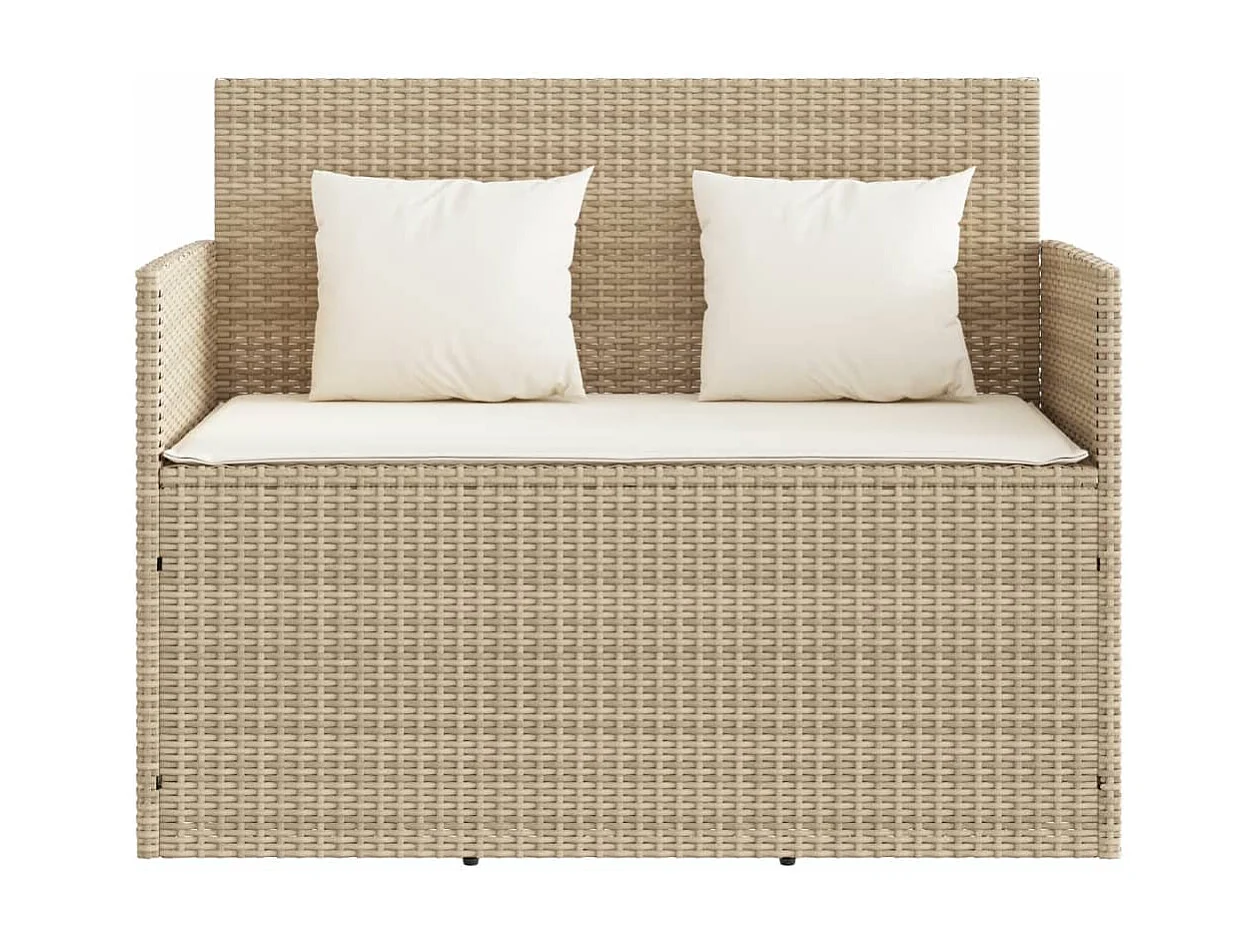 Tuinbank met kussens poly rattan beige BE738624