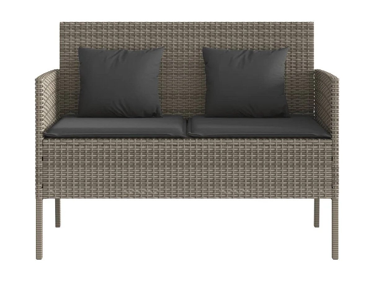 Banc de jardin avec coussins gris résine tressée FR545201
