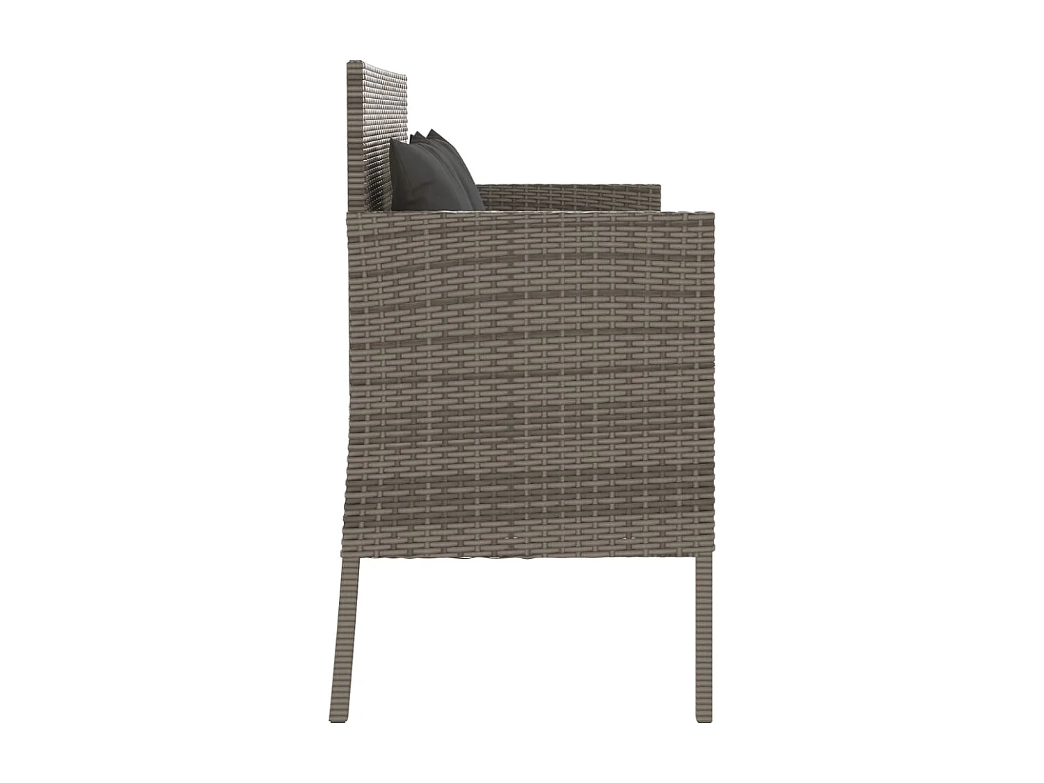 Banc de jardin avec coussins gris résine tressée FR545201