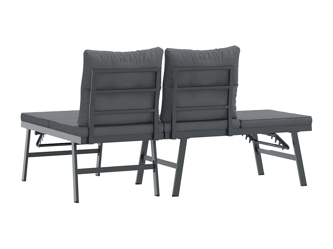 Lot de 2 Bancs de jardin avec coussins acier enduit de poudre FR558504