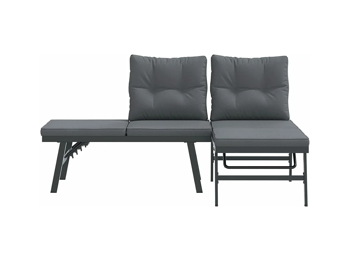 Lot de 2 Bancs de jardin avec coussins acier enduit de poudre FR558504