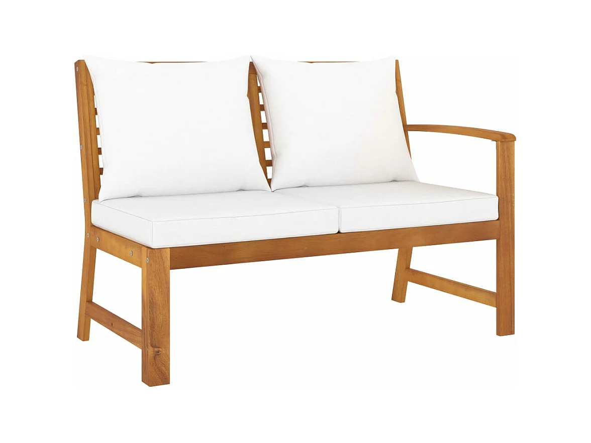 Banc de jardin 114,5 cm avec coussin crème Bois solide d'acacia FR613419
