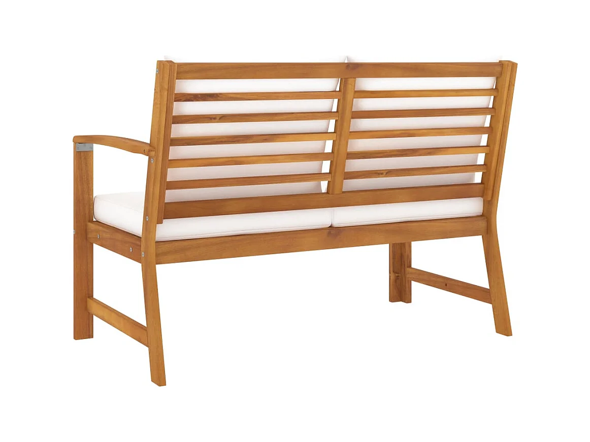 Banc de jardin 114,5 cm avec coussin crème Bois solide d'acacia FR613419