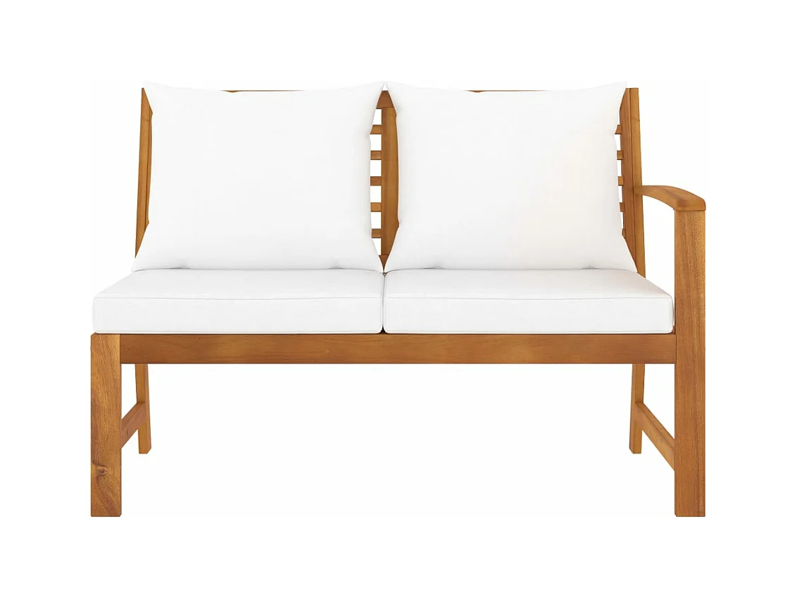 Banc de jardin 114,5 cm avec coussin crème Bois solide d'acacia FR613419