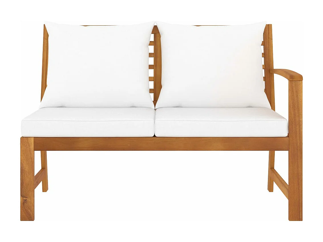 Banc de jardin 114,5 cm avec coussin crème Bois solide d'acacia FR613419